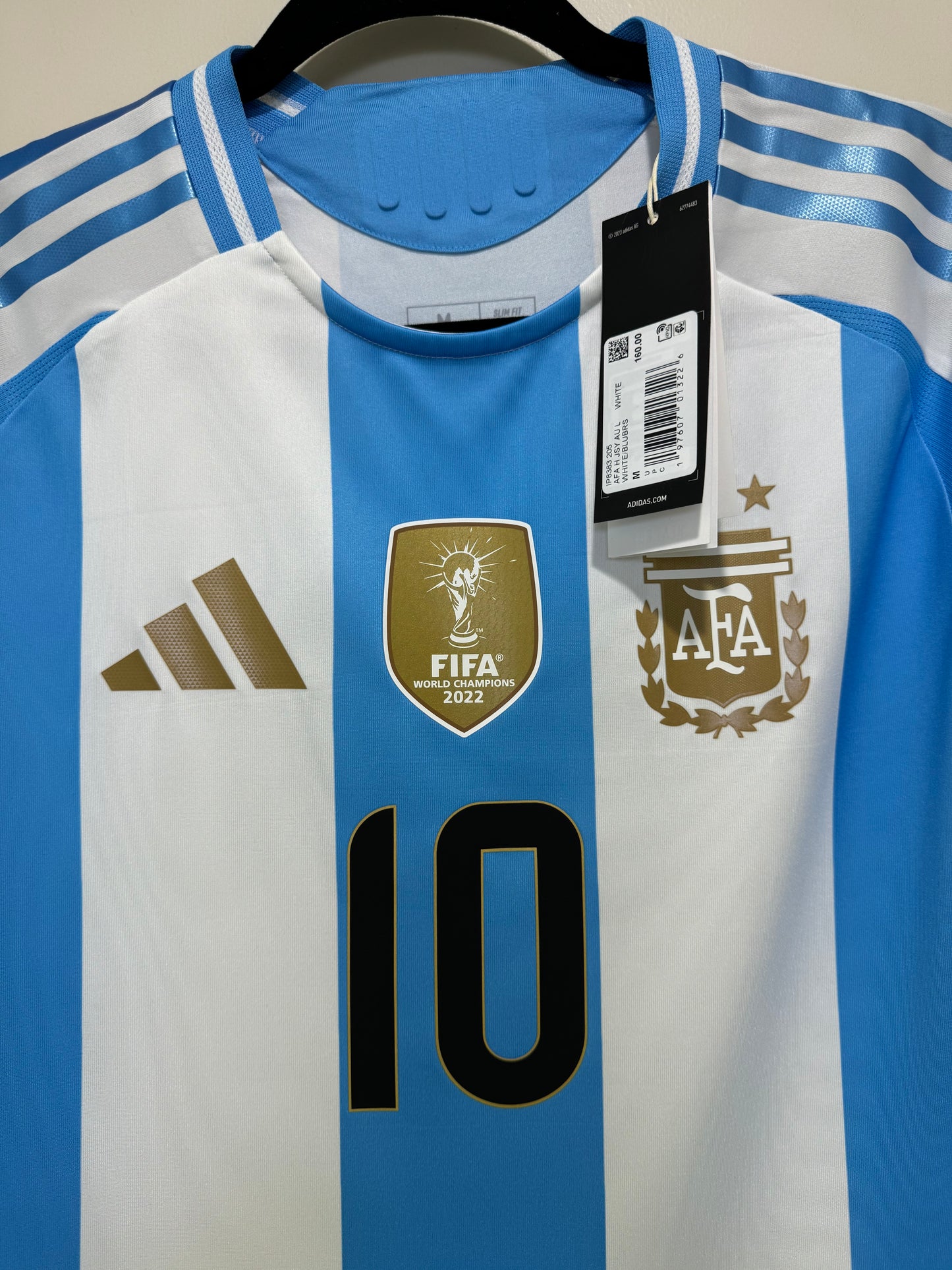 Messi #10 Mens MEDIUM Adidas Authentic Home Long Sleeve Jersey