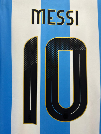 Messi #10 Mens MEDIUM Adidas Argentina Authentic Long Sleeve Home Jersey