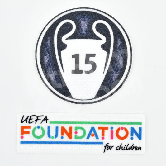 Real Madrid 24/25 UEFA Champions League Starball Badge of Honor 15 Winner Patch + Foundation