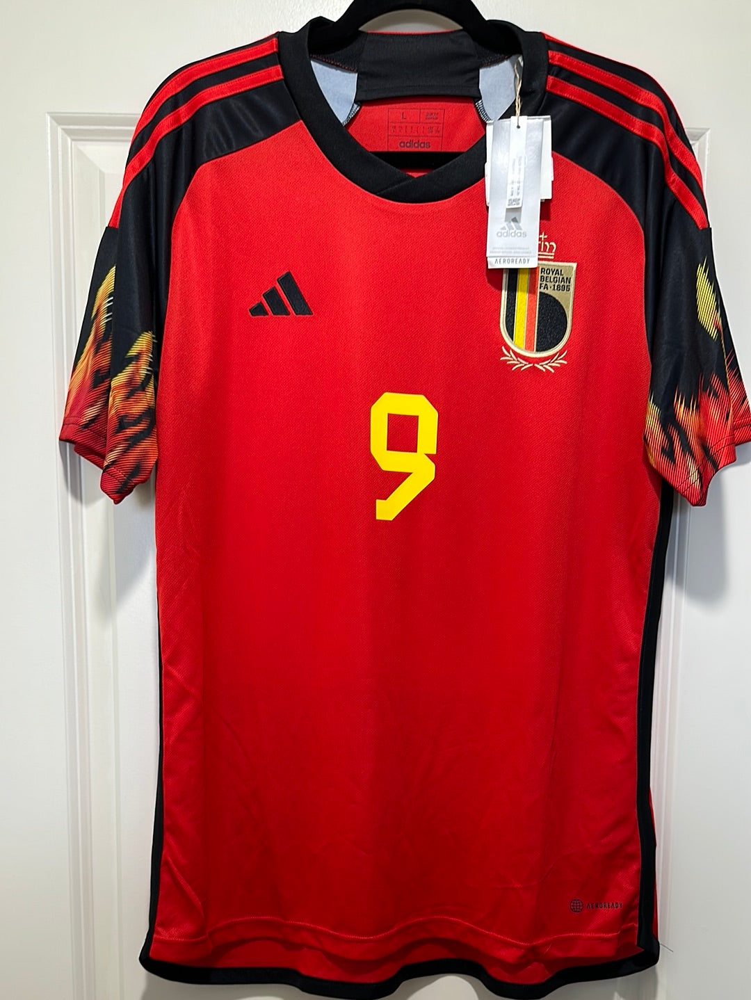 Belgium soccer jersey Romelu fashion Lukaku Adidas size Large